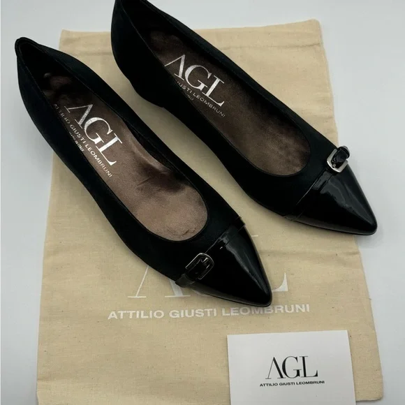 NEW AGL Attilio Giusti LeombruniNERO Low Heel Suede Pumps